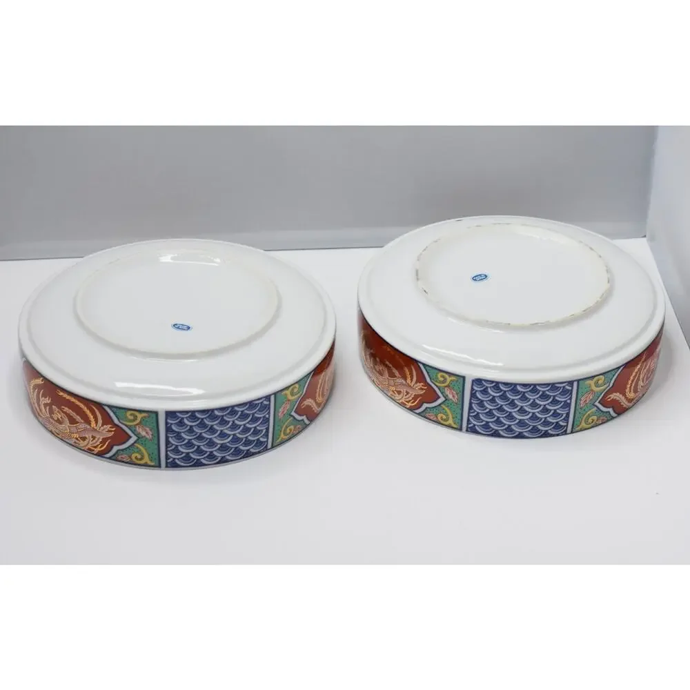 Imari Porcelain Japanese Dragon Stacking Bowls - 2pc Set